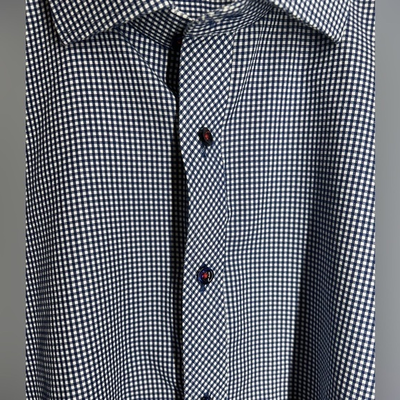 Twillory SafeCotton Navy/White Gingham Button Down Long Sleeve 17 34/35 Tailored - Picture 5 of 16